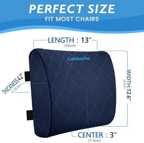 Lumbar Support Pillow for Office Chair, Back Support, Memory Foam, Blue - Image 2