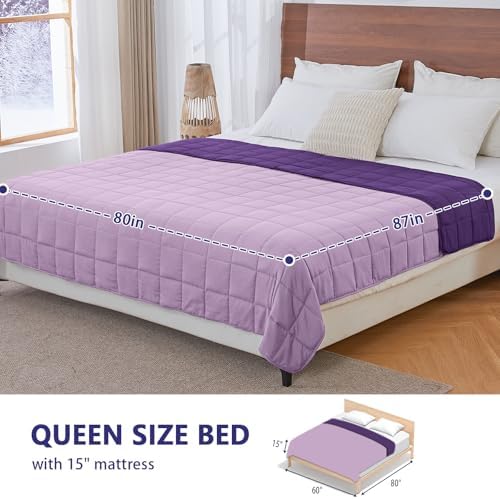King Size Weighted Blanket for Adults (20 lbs, 80” x 87”, Purple) Cooling Heavy Blanket for Sleeping Perfect for 190-210 lbs, Breathable Blanket for Adults & Couple All Season, Machine Washable - Image 2
