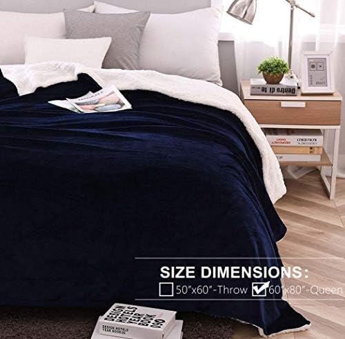 NANPIPER Sherpa Blankets Navy Blue - Image 2