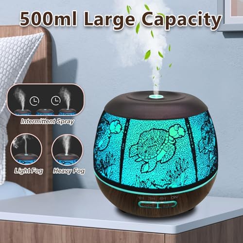 500ml Metal Turtle Essential Oil Diffuser, Cute Hollowed-Out Humidifier - Image 2