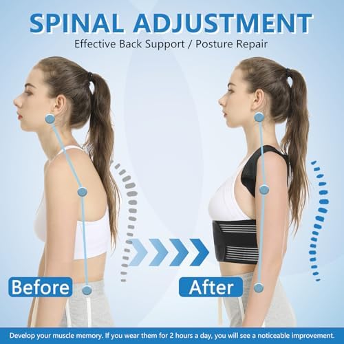 Back Brace Posture Corrector for Women & Men, Shoulder Straightener， Improve Posture Lumbar， Adjustable Full Back Support， Hunchback Correction, Upper and Lower Back Pain Relief, Scoliosis, Spine Corrector (Small) - Image 4