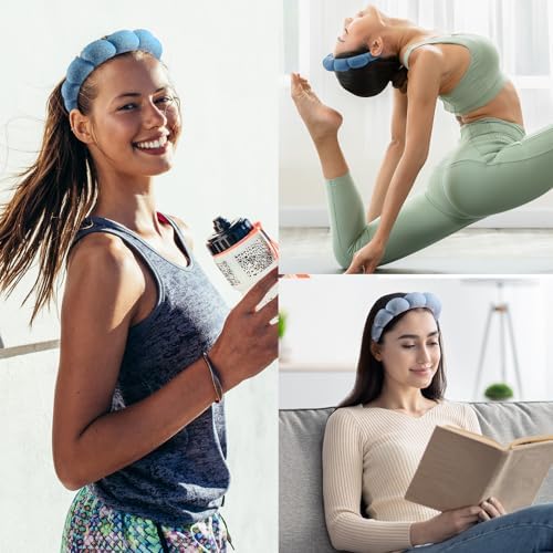 Spa Face Washing Headbands Set - 2 Terry Cloth Makeup Headbands, Combo Pack for Facial Skincare, Face Masks (Dark Blue + Light Blue) - Image 6