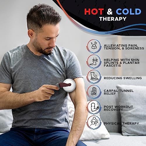 PRIME Fitness Cold Massage Roller Ball | Cold Therapy | Ice Roller Ball with Handle | cryo Stick | Relieve Muscle Pain (Maroon) - Image 3