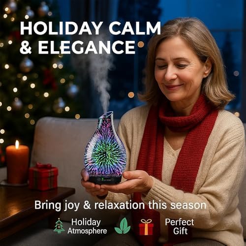 Essential Oil Diffuser & Essential Oils Set, Glass Aromatherapy Diffuser with 7 Color LED Lights and Auto-Shut Off, Cool Mist Diffuser for Home with 6 Essential Oils - Image 4