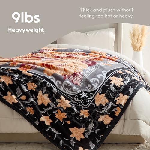 Nestl Korean Mink Blanket Queen Size - 9 Lbs Velvet Fleece Korean Blanket - 2 Ply Warm & Thick Winter Blanket - Wrinkle & Fade Resistant - 79 x 94 Inches (Black & Grey) - Image 4