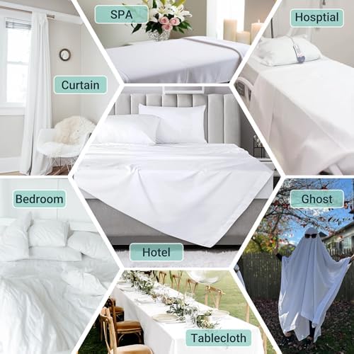 ZPECC Full Flat Sheet Only 4 Pack, Durable White Top Bed Sheets Hypoallergenic Soft Brushed Microfiber Color-Coded Hem Threads, 81"x96" - Image 3