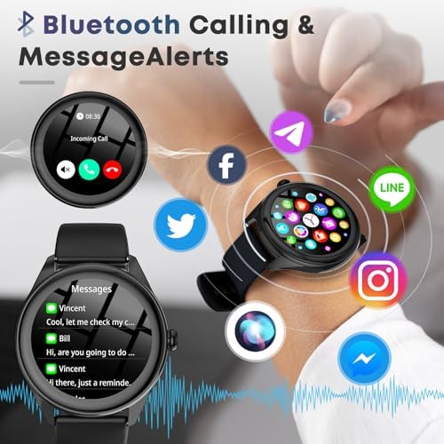Smart Watch for Men, 1.39" HD Touchscreen Smartwatch with 120 Sports Modes, AI Voice Assistant, Heart Rate/Sleep Monitor, Bluetooth Call & Music Control Fitness Watch for iPhone/Android (Black) - Image 6
