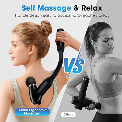 Massage Gun with Upgraded Extension Handle, Massage Gun Deep Tissue - Back Massager for Relief Deep Tissue, Muscles/Neck/Shoulders/Waist/Legs Massager,5 Replaceable Heads&9 Speed Levels (Black) - Image 6