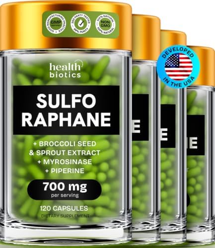 Liposomal Sulforaphane Supplement Organic Broccoli Sprouts, 700mg, 480 Caps by HealthBiotics