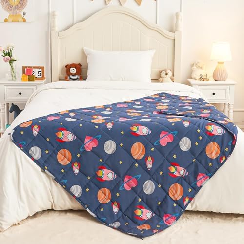 yescool Plane Weighted Blanket 10 Pounds Twin Cooling Weighted Lap Blanket, Space Heavy Blanket, Breathable Weighted Throw Blanket Gifts for 80-110lbs, 48"x72" - Image 3