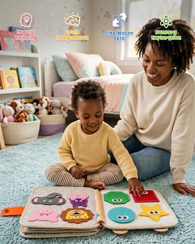 Montessori Busy Book, 8-Page Sensory Activity Toy, Giraffe - Image 4