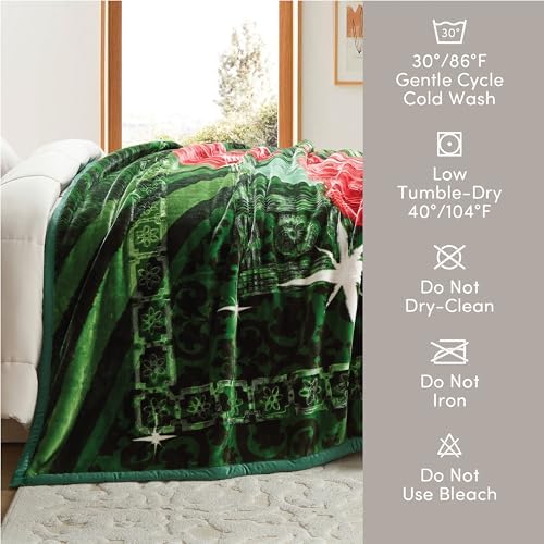 Nestl Korean Mink Blanket Queen Size - 9 Lbs Velvet Fleece Korean Blanket - 2 Ply Warm & Thick Winter Blanket - Wrinkle & Fade Resistant - 79 x 94 Inches (Green) - Image 6