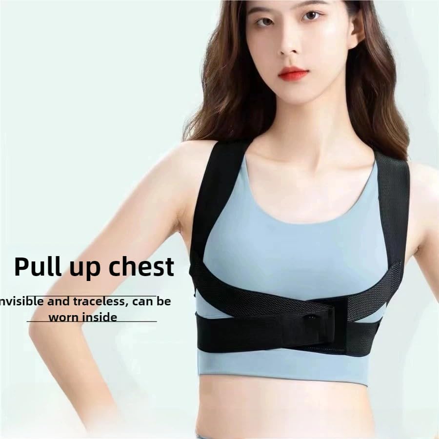 1Pcs Posture Corrector with Shaped Biomechanical Design Comfort Fit Back Brace Corrects Hunchback Adjustable Shoulder Straightener Full Size Mid Spine Support Neck Upper Pain Relief(Black) (Medium) - Image 4