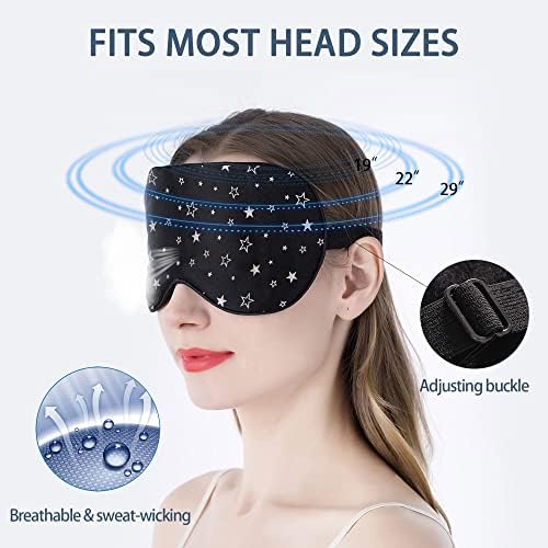 townssilk 100% silk sleep mask with adjustable strap,comfortable and super soft eye mask ultimate sleeping aid,blindford silver stars - Image 3