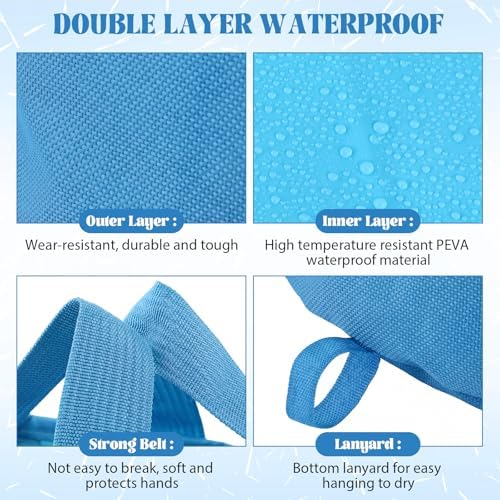 FillTouch 6 Sets Foldable Foot Bath Kit 15L Collapsible Foot Soaking Tub Bathroom Towels Women Adult Foldable Slippers with Storage Bag Spa Soak Pedicure Bath for Travel Camping(Sky Blue) - Image 3