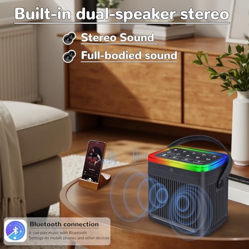 White Noise Sound Machine for Sleep, Portable Noise Sound Machines with 7 Colors Night Lights, 70 Soothing Sounds Bluetooth Speaker Memory Function Brown Noise for Baby Kids Adult & Home Office Travel - Image 4