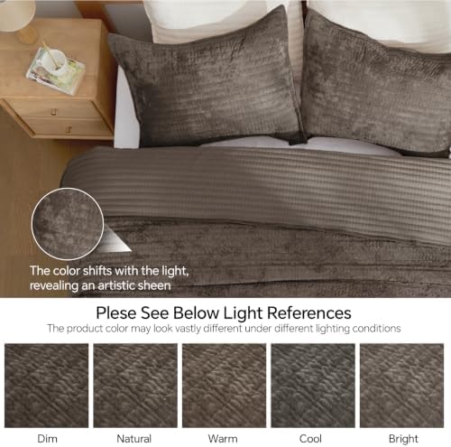 BEDELITE Velvet Quilt Set King Size, Luxury Velvet Comforter Bedding - Image 3