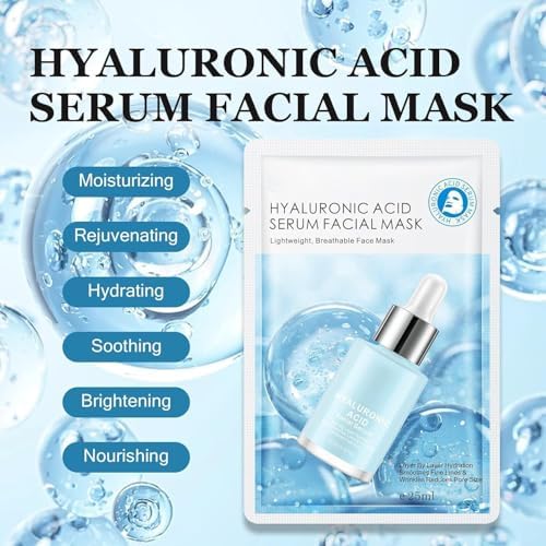 IREV Hyaluronic Acid Face Masks Skincare, Hydrating Facial Masks, Deep Moisturizing Face Mask for All Skin Types, Facial Sheet Mask for Women Skin Care, Smoothing Rejuvenating 10 Pack - Image 4