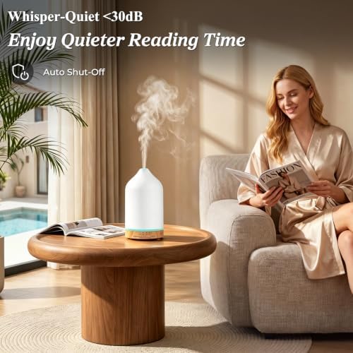 URPOWER 180mL Ceramic Essential Oil Diffuser Aromatherapy Diffuser for Home - Image 4