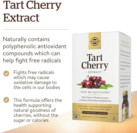 Solgar Tart Cherry 1000 mg, 90 Vegetable Capsules, Antioxidant w/Quercetin - Image 3