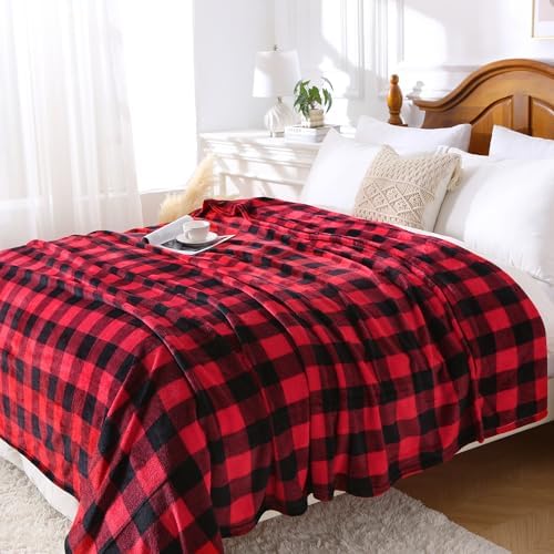 Viviland Checkered Blanket Queen Size - Soft Fuzzy Cozy Buffalo Plaid Microfiber Blanket for Bed, 90x90 Inches - Image 2