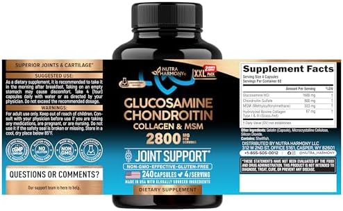 Glucosamine Chondroitin MSM Collagen - Joint Supplements 2800 mg - 240 Caps - Image 2