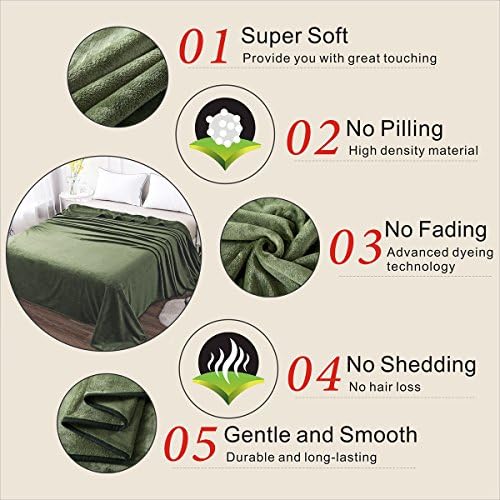 Richave 350GSM Fleece Blankets King Size for The Bed Warm Sofa Blanket 90" x 108"(Green King) - Image 5