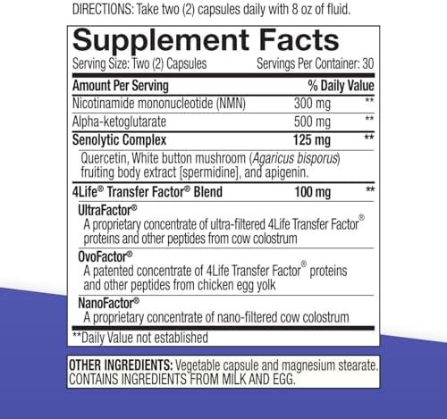 4Life Transfer Factor AgePro Healthy Aging Supplement with NMN, 60 Capsules - Image 2