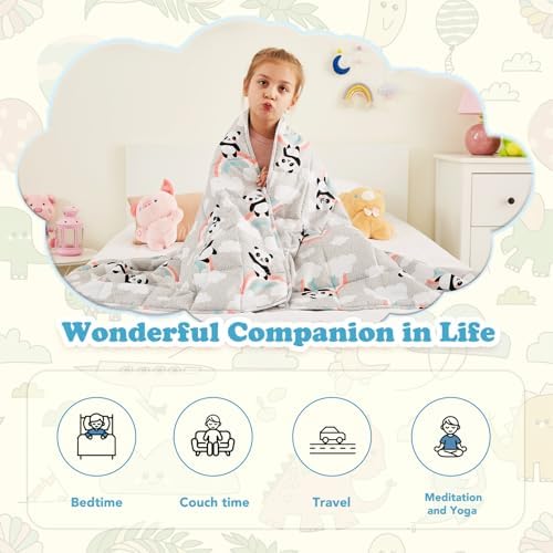 CuteKing Weighted Blanket (10lbs,48"x 72", HappyPanda) Heavy Blanket for 90-100lbs, Weighted Blanket for Cooling & Heating with Premium Glass Beads, Soft Thick Blanket All-Season - Image 4