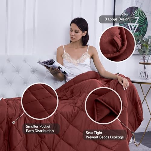 L'AGRATY Weighted Blanket - 48"x72" 15lbs Cooling Breathable Heavy Blanket Microfiber Material with Glass Beads for Adult All-Season Summer Fall Winter Soft Thick Comfort - Image 4