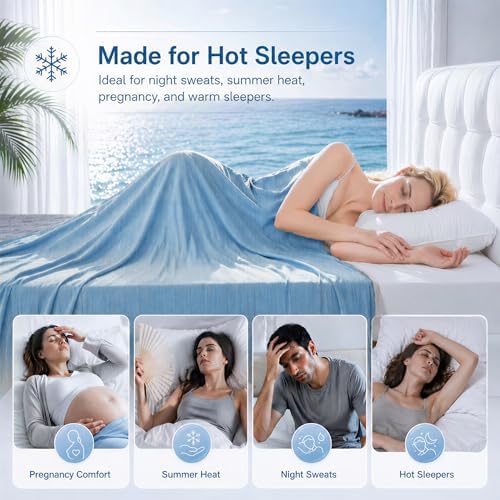 Twin XL Size Cooling Blanket for Hot Sleepers - Lightweight Breathable Cool Cold Blanket - Keep Cool for Night Sweats, Soft Thin Ice Blankets for Bed Couch Sofa, (Dark Blue, 60"x90") - Image 3