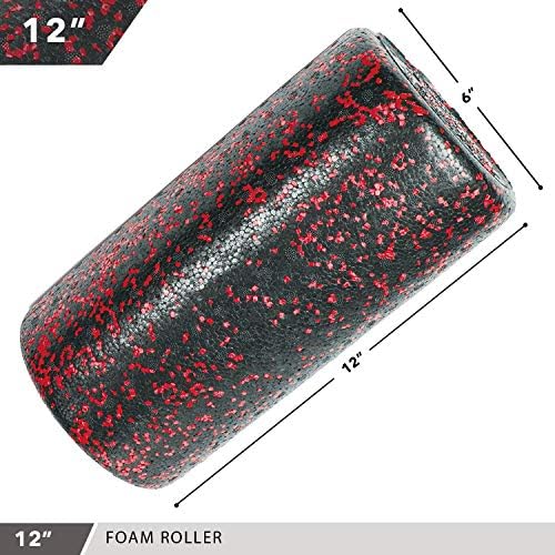 Day 1 Fitness High Density Muscle Foam Rollers - Sports Massage Rollers for Stretching, Physical Therapy, Deep Tissue, Myofascial Release - Ideal for Exercise and Pain Relief - Speckled Red, 12” - Image 3
