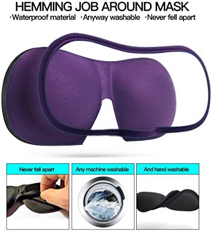 3D Eye mask for Sleeping,Machine Washable, Sleep Mask for Women, Blinder Blindfold Airplane (Black+Purple) - Image 5