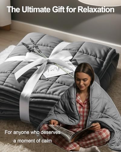 RJOP Weighted Blanket 10lbs 48"x72" Full Size for Adults, Heavy Throw Blanket for Couch & Bed, Soft Breathable Cotton for All-Season Comfort (48"x72"10lbs) - Image 7