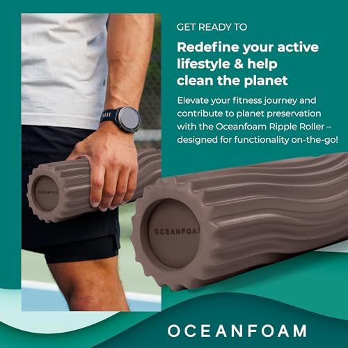 Oceanfoam Ripple Travel Foam Roller (11" x 3.35") Firm Mini Foam Roller for Physical Therapy, Deep Tissue Massage, Back Pain - High Density, Ergonomic Wave Textured - Yoga, Exercise (Espresso) - Image 4
