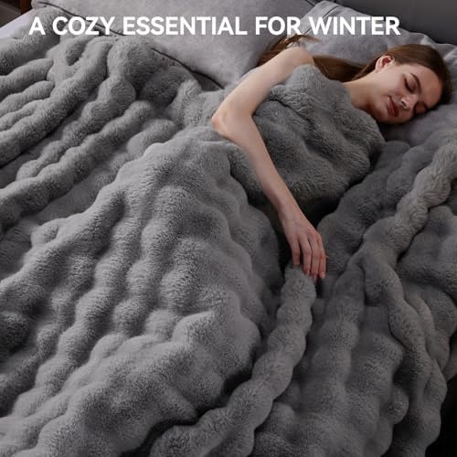 Anysay Faux Fur Throw Blanket, 1000GSM Fluffy Soft Bubble Blanket 50''*60'' - Image 5