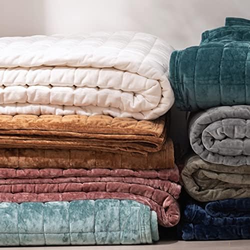 RECYCO Channel Box Stitch Velvet Quilt Set, King Size, Navy Blue - Image 6
