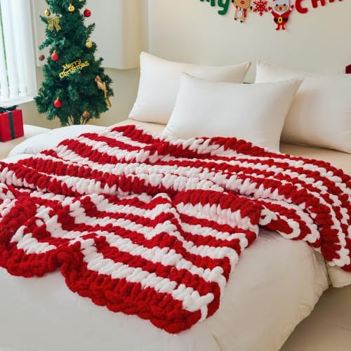 Chunky Knit Blanket Throw for Couch, 51"x63" Chunky Yarn Knitted Blankets - Image 3