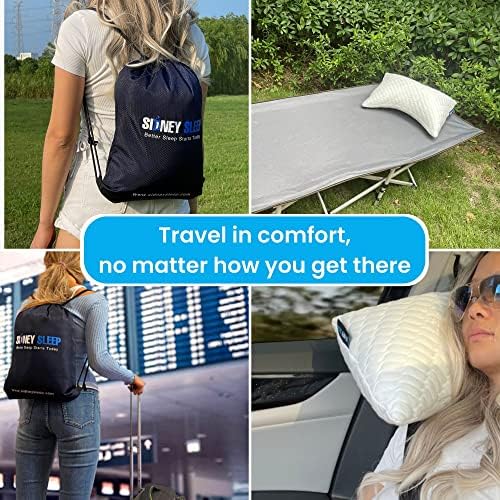 Sidney Sleep Set of 2 Mini Travel Size Neck Pillows - Knee Pillow - Back Lumbar Support - Curved Bed Pillow - 14 x 19 Inches - Adjustable Loft - Carry Backpack Included (Grey 2 Pack Mini) - Image 6