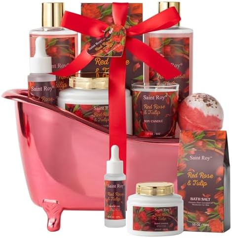 Rose Bath and Body Gift Basket Set for Women by SaintRoy