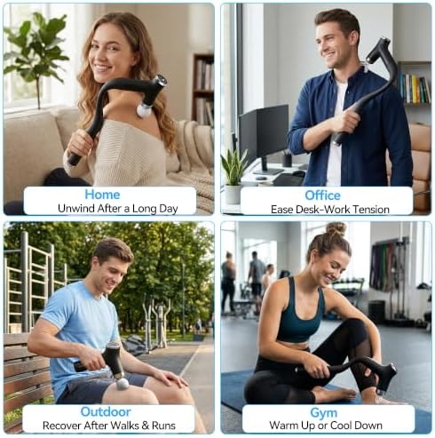2-in-1 Detachable Massage Gun Deep Tissue, Ergonomic Extension Handle Back Massager for Hard-to-Reach Areas, 12-Speed Percussion Muscle Massager for Shoulder Waist Thigh Legs - Image 7