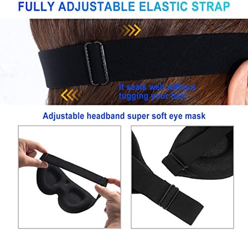 3D Sleep Mask, 100% Blackout 3D Contoured Sleep Eye Mask, Comfortable & Super Soft Sleeping Mask with Adjustable Straps for Women, Men, Sleeping Travel Yoga Naps (Colorful) - Image 3