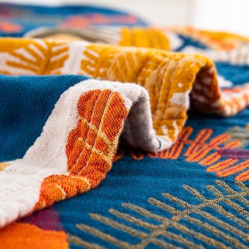 100% Muslin Cotton Throw Blanket for Bed Couch Chair, Boho Floral Bird Colorful Retro Quilt Ultra Soft Reversible Gauze Blanket for All Season, 60"x80" - Image 6