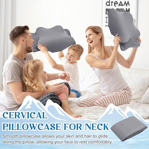 Hahafelt Cooling Cervical Pillowcase Cover with Envelope Closure (Only Pillow Case) Ergonomic Neck Pillowcase Smooth Soft Cool Pillow Cover for Side Back Stomach Sleepers(Dark Gray,Standard Size) - Image 6
