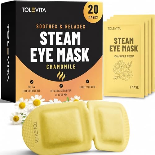 TOLEVITA Steam Eye Mask, 20 Pack Self-Heating Disposable Warm Eye Masks for Relaxation & Comfort (Chamomile) by TOLEVITA