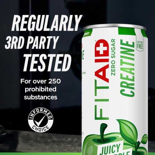 FITAID Creatine Recovery Drink, Electrolytes, Zero Sugar, Apple, 4pk - Image 7