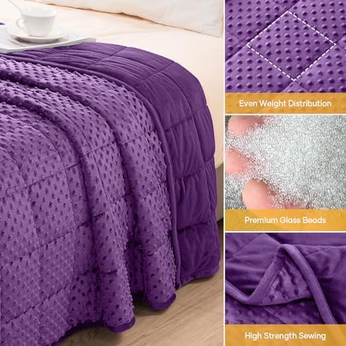 Wemore Weighted Blanket for Adults 15 lbs Twin Size 48"x72" Purple - Image 6
