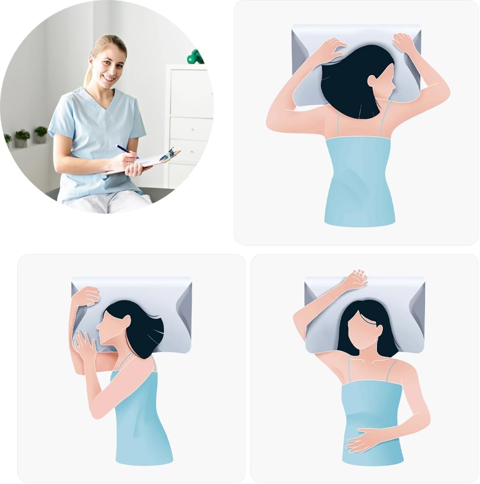 Cervical Pillow, Memory Foam Cervical Pillow, 2 in 1 Ergonomic Contour Orthopedic Pillow for Neck Pain, Contoured Support Pillows for Side Back Stomach Sleepers - Image 4