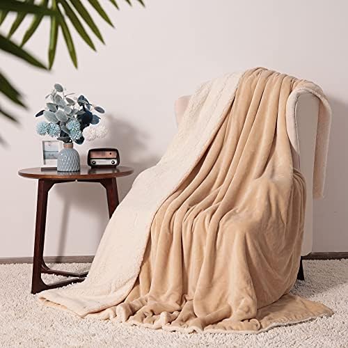 NANPIPER King Size Blanket Warm Sherpa, Soft Fleece Throw for Bed, Reversible Thick Fuzzy Microfiber for Winter (Beige,90x108 inches) - Image 2