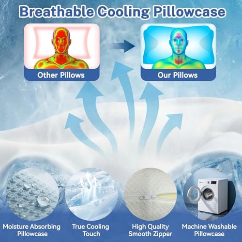 Cervical Neck Pillow for Pain Relief & Sleeping, Ergonomic Posture Pillow Neck Support, Cooling Memory Foam Pillow with Roll Pillow, Orthopedic Contour Pillow for Side Back Stomach Sleepers, Blue - Image 5